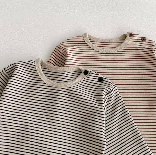 Chandail garçon manches longues rayures fines coton