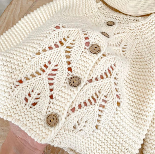 Soft baby cardigan, 100% cotton – Ivory Blush