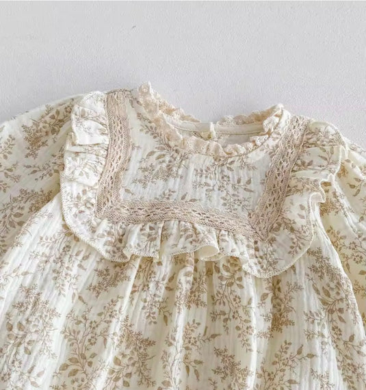 Barboteuse bébé fleurie en coton doux – Kali bohème chic