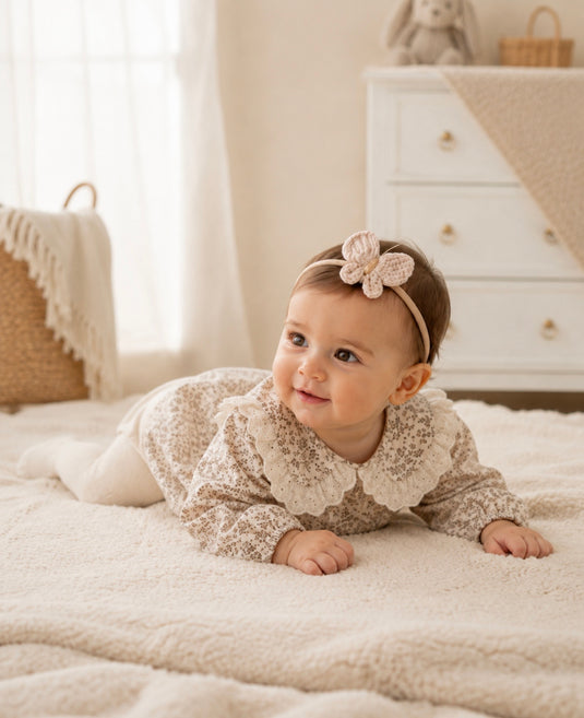 Barboteuse bébé fille à fleurs brunes en coton doux – Kali