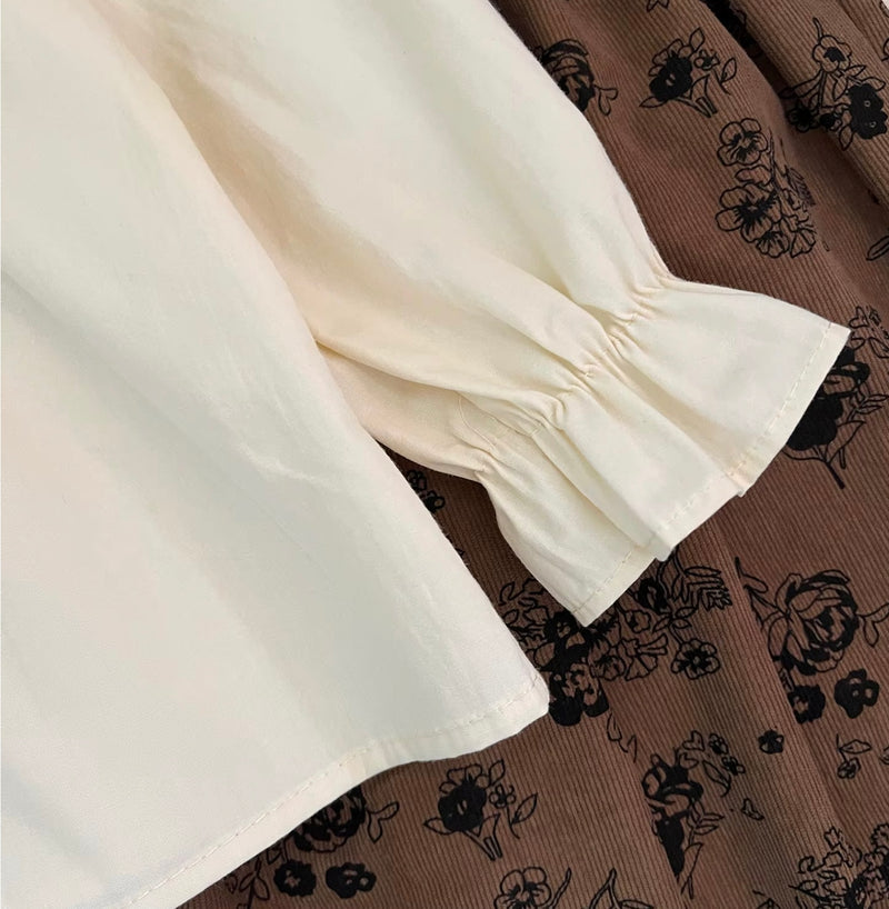 Chargez l&#39;image dans la visionneuse de la galerie, Chemise pour filles manches longues ivoire broderies – Kali - Boutique Kaki Lilas
