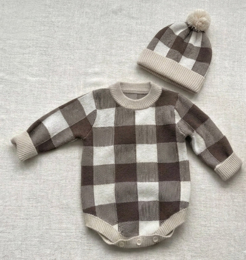 Chargez l'image dans la visionneuse de la galerie, Combinaison bébé garçon carreaux manches longues – Kali
