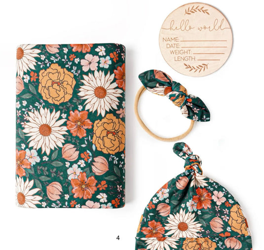 Cocon naissance doux coton Kali– Couverture, bonnet et bandeau