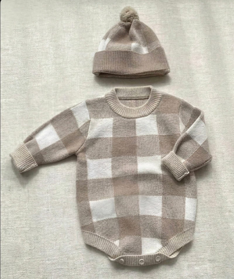 Chargez l'image dans la visionneuse de la galerie, Combinaison bébé garçon carreaux manches longues – Kali
