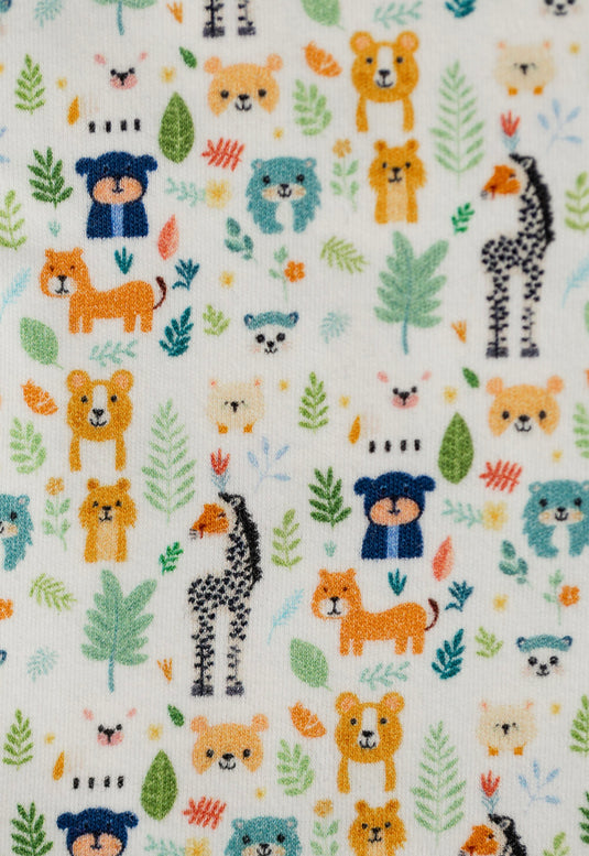 Barboteuse bébé coton bio motif animaux amusants – Kaki Lilas