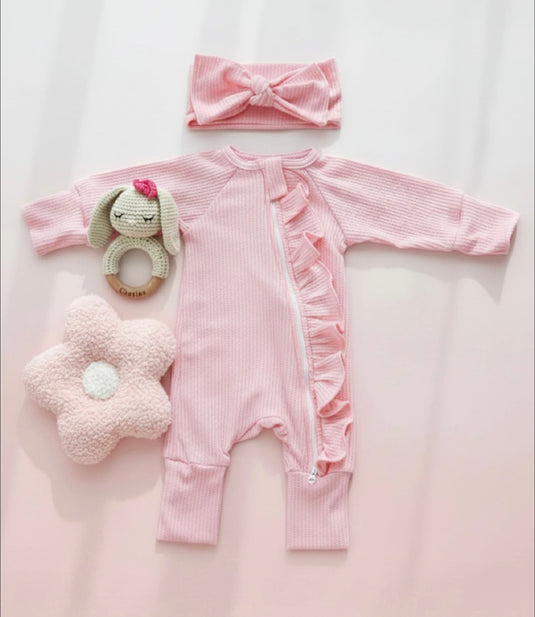 Barboteuse bébé fille rose bohème chic en coton doux– Kali