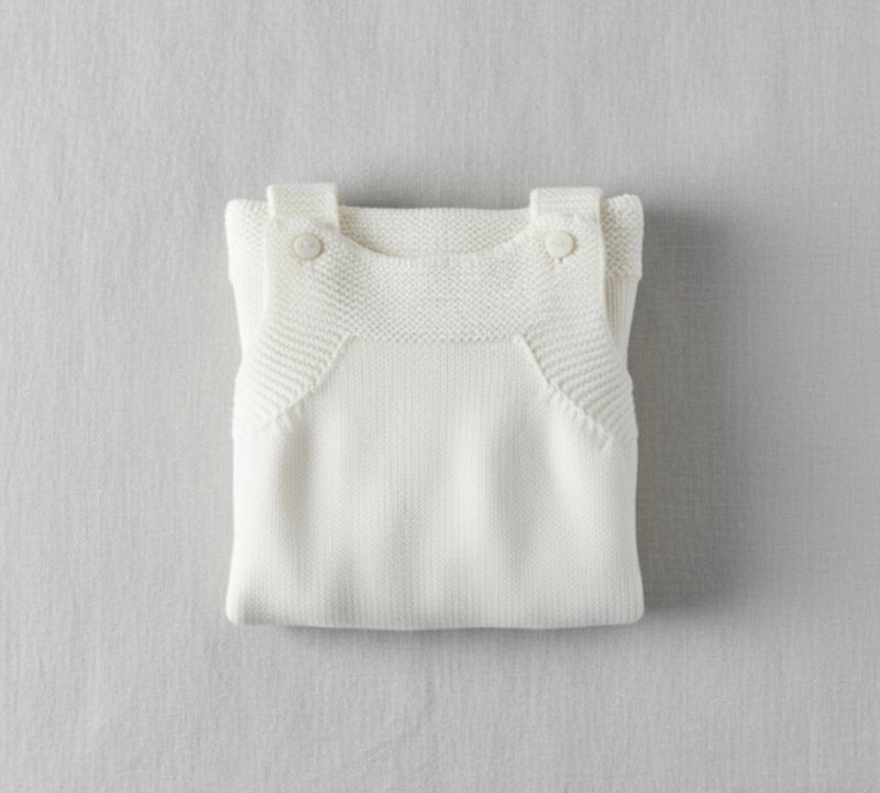 Load image into Gallery viewer, Baby autumn-winter romper in cotton knit – White
