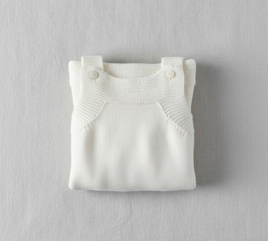 Baby autumn-winter romper in cotton knit – White