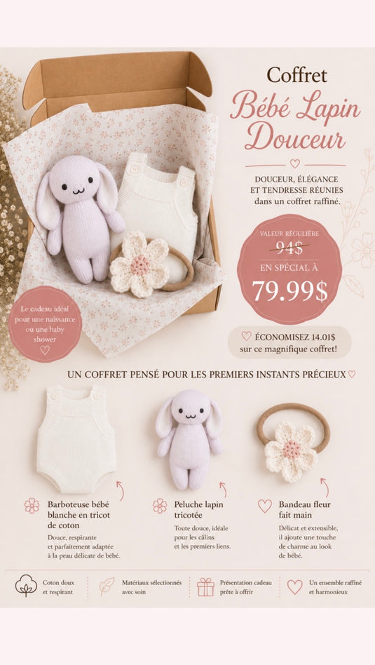 Coffret cadeau Bébé Lapin Douceur 🤍