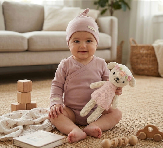 Grenouillère pour bébé avec bonnet en coton bio