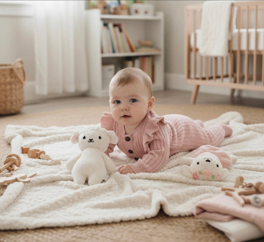 Barboteuse bébé fille en tricot doux – Kaki Lilas