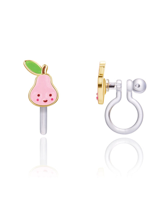 BOUCLES D'OREILLES À CLIP EN ÉMAIL - POIRE ROSE - GIRL NATION