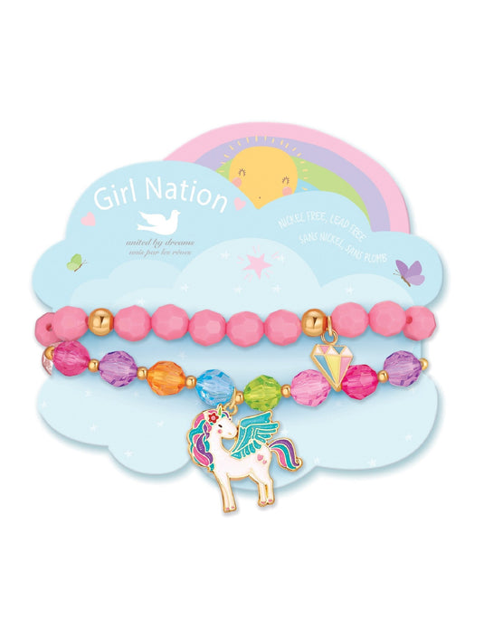 DUO DE BRACELETS - SOUHAITS DE LICORNE - GIRL NATION