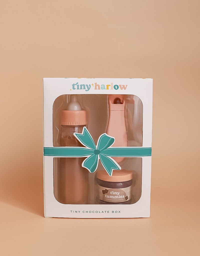 Chargez l'image dans la visionneuse de la galerie, ENSEMBLE DE PURÉE TINY TUMMIES ET BOUTEILLE DE LAIT POUR POUPÉE - CHOCOLAT - TINY HARLOW
