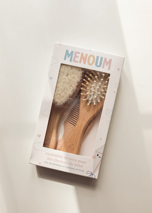 ENSEMBLE DE BROSSES ET PEIGNE À CHEVEUX - MENOUM