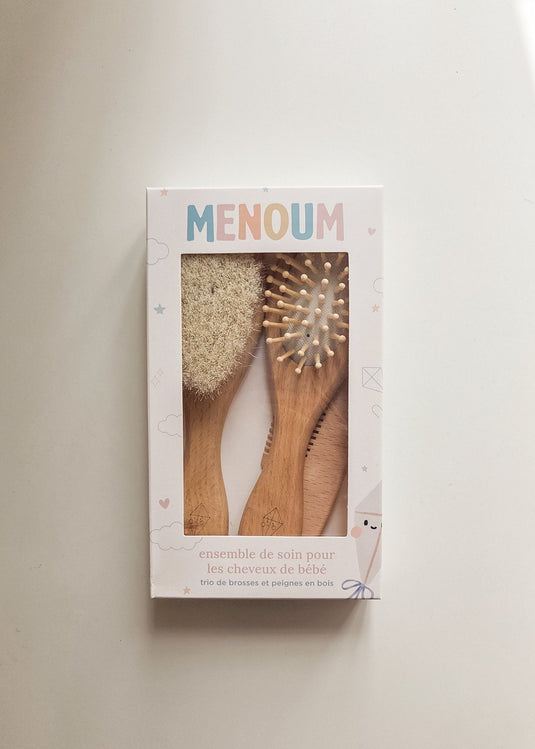 ENSEMBLE DE BROSSES ET PEIGNE À CHEVEUX - MENOUM