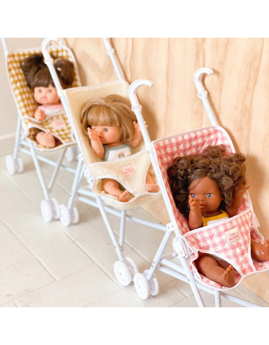 POUSSETTE POUR POUPÉE - VICHY ROSE - TINY HARLOW