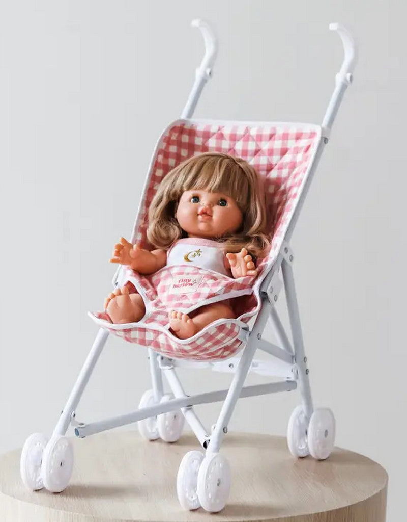 Load image into Gallery viewer, POUSSETTE POUR POUPÉE - VICHY ROSE - TINY HARLOW
